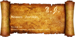 Nemes Jordán névjegykártya